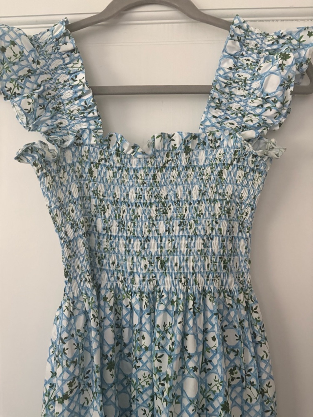 Hill House Ellie Nap Dress Size S Blue Basketweave Vine - Picture 4 of 5